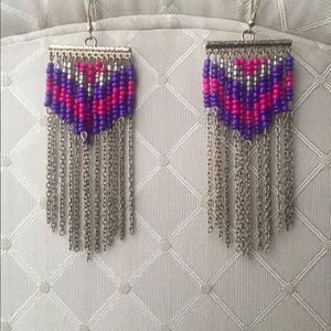 Purple and Pink Beaded Earrings